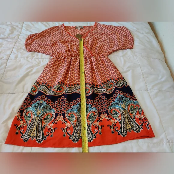 NWT Francesca's Collection Adorable "Mya'n Bohemian Midi Dress (Medium) 🧡🤍🩵🧡 - Picture 13 of 16